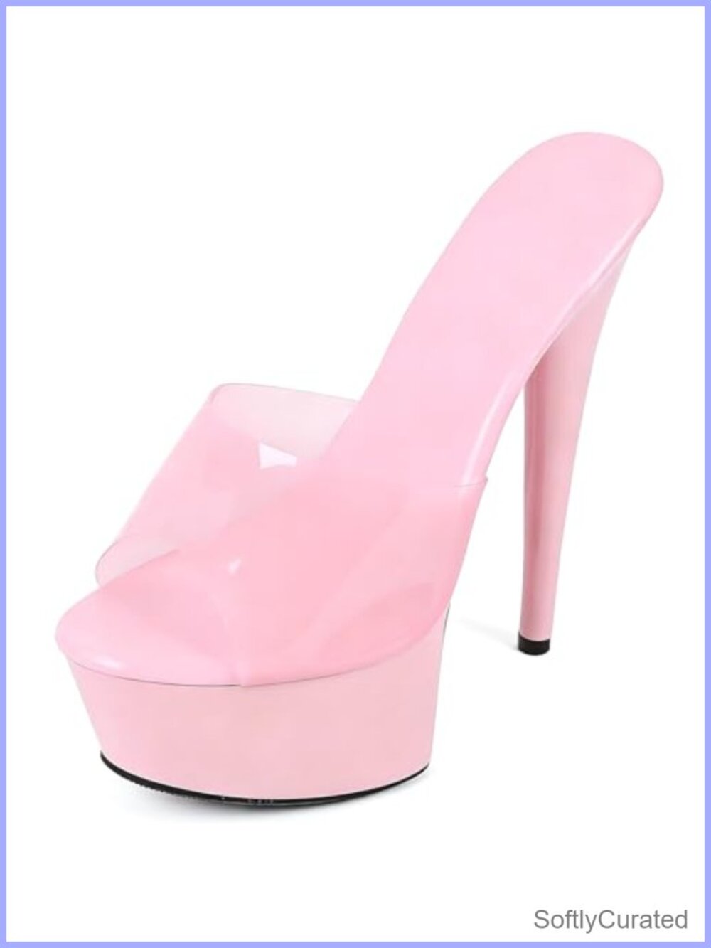Womens Clear PVC Peep Toe Stiletto Platform Heels Slip On Party Prom Sandals
